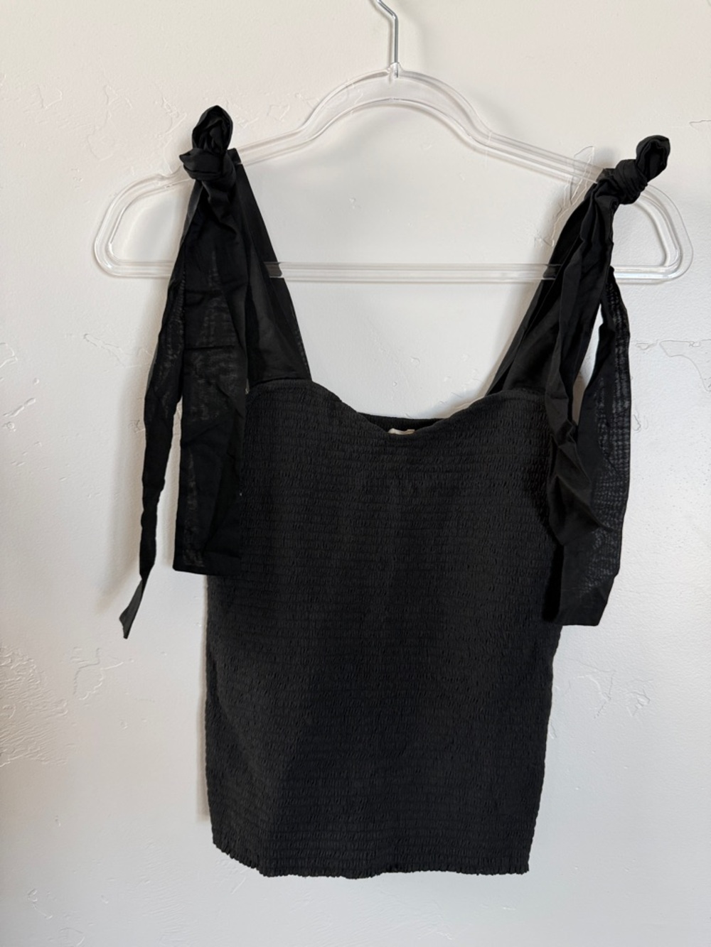 Nation LTD Black Smocked Tie Strap Tank Top Size Small NWT